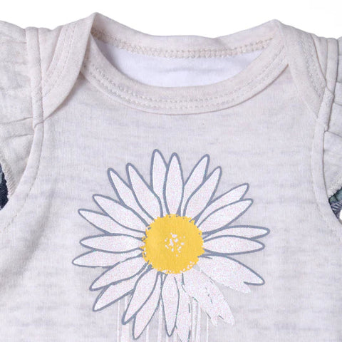 Flower 3 Piece Set Romper For Girls