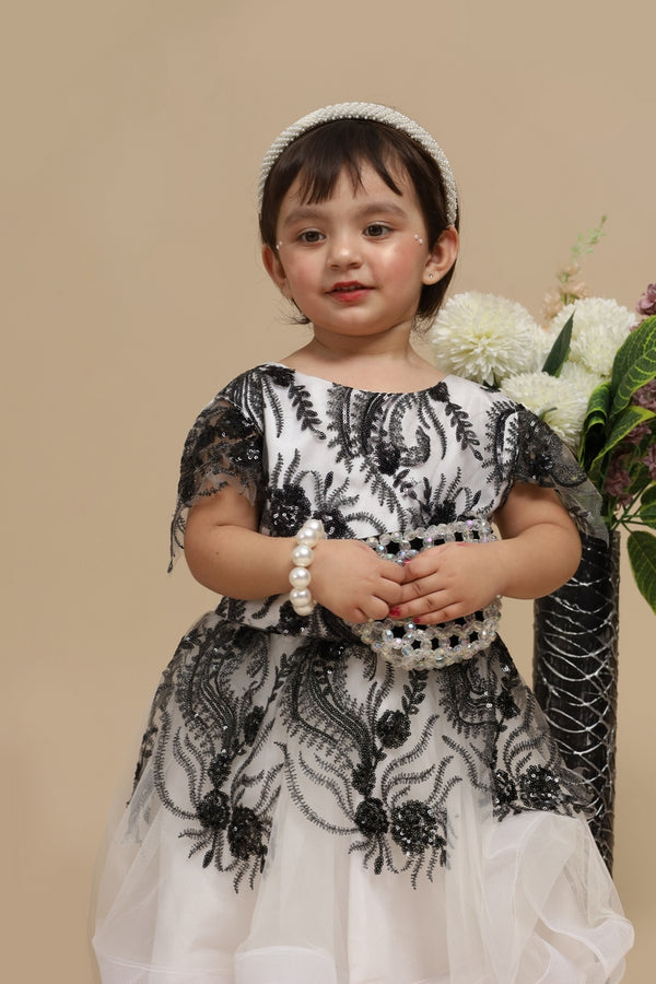 Baby Fancy Frock Black & White - Chand Tara