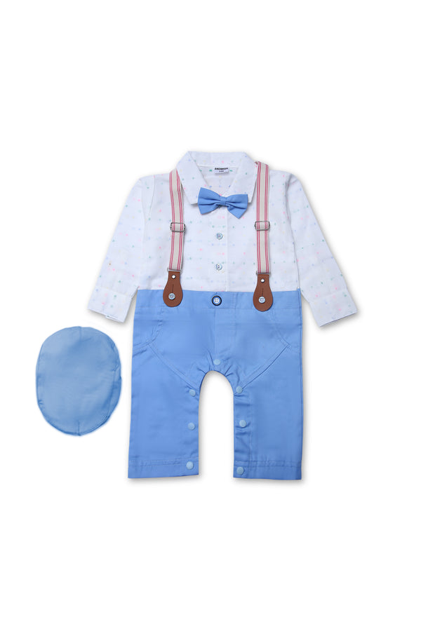 Vintage Inspired Romper Set: Blue & White Checkered Outfit with Bow tie