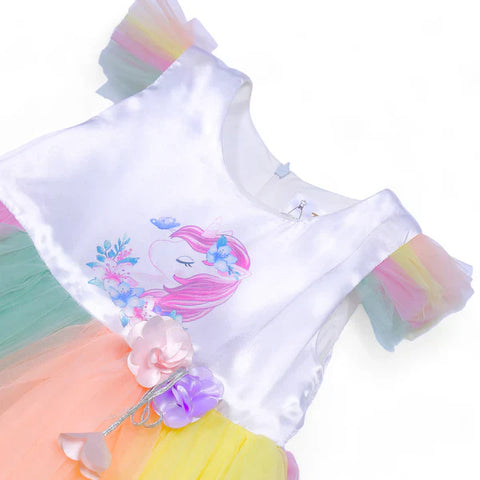 Unicorn Rainbow Frock With Flower