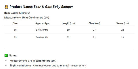Bear & Gals Baby Romper