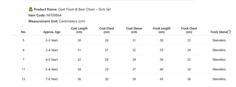 Coat Frock & Bear Chain – Girls Set