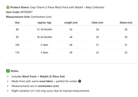 Cozy Charm 2-Piece Wool Frock With Waskit