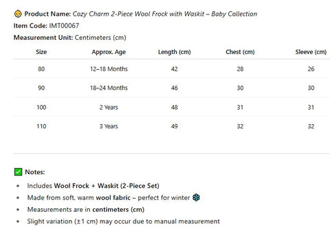 Cozy Charm 2-Piece Wool Frock With Waskit