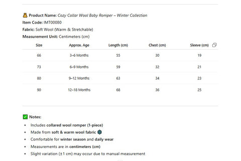 Cozy Collar Wool Baby Romper