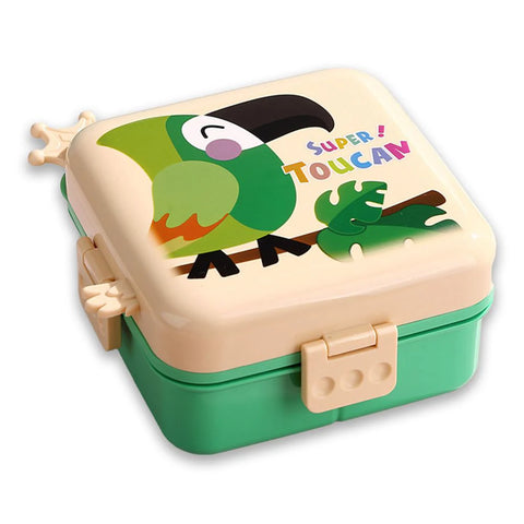 Cream Toucan 2 Decker Lunch And Snack Box For Kids