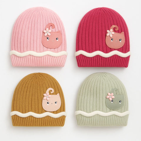 Wool Cap Cute Cat Design