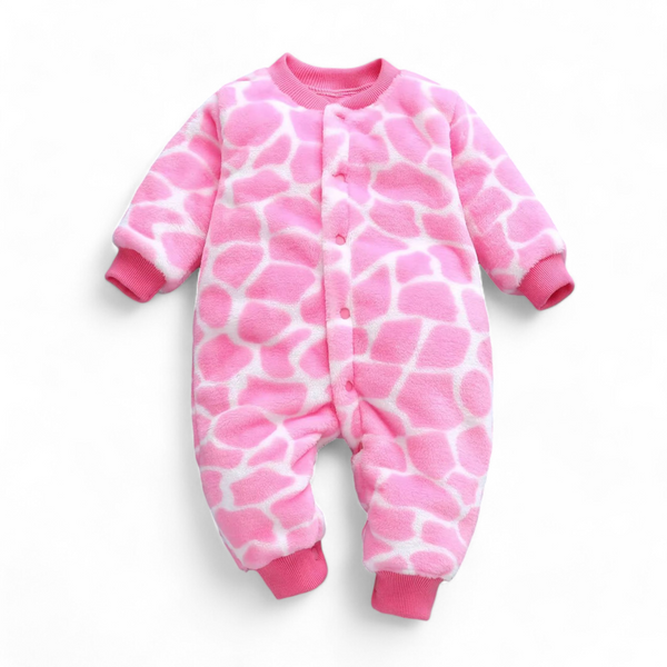 Baby Girl Fleece Full romper Pink Marbles Print