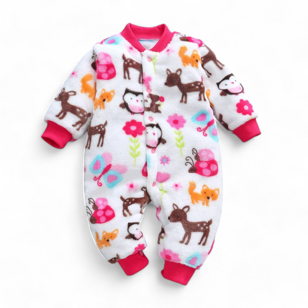 Baby Fleece Soft Romper Printed Animals Multicolor - Sunshine