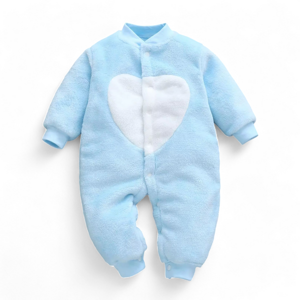 Soft Sky Blue N White Heart Baby Romper