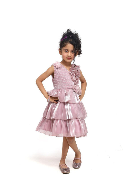 Brown Flower Shimmery Frock