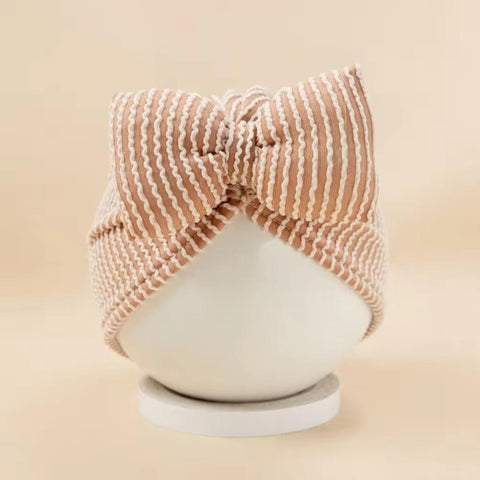 Rust Ribbed Baby Bow Turban Hat
