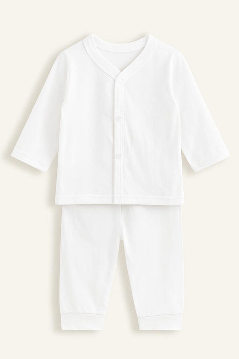 Pure Comfort White Cotton Suit “ Baby Unisex Nightwear Set