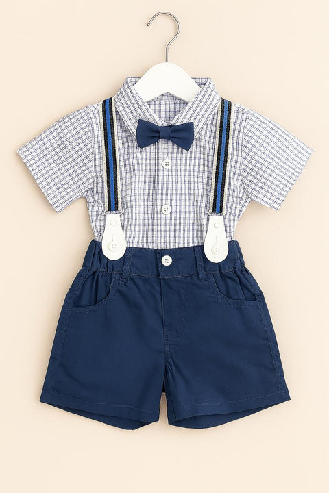 Little Gentleman Navy Suspender Set “ Baby Boy Outfit
