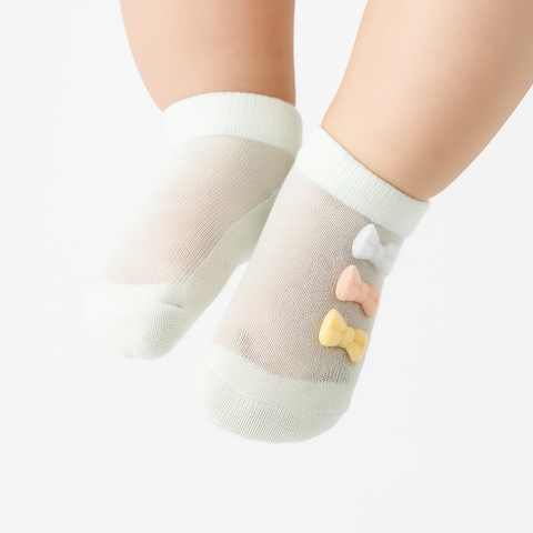 Baby Girl Sheer Ankle Socks With Pastel Bow