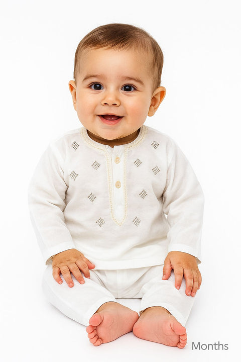 White Cotton Baby Kurta Pajama Set