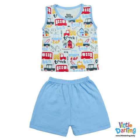 Little Darling Truck Sando Suit Set