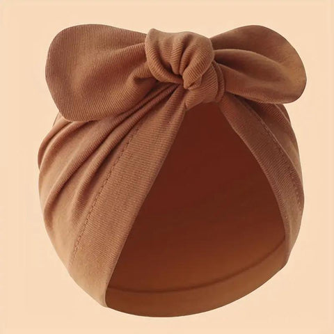 Cozy Brown Bow Turban Cap