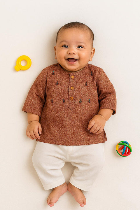 Green Cotton Baby Kurta‑Pajama Set