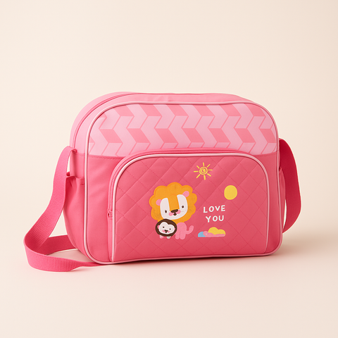 Pink Lion & Chevron Print Kids’ Diaper/Overnight Bag