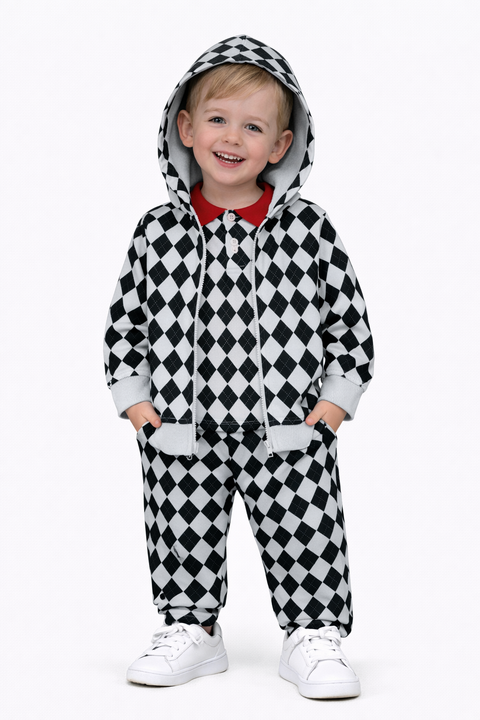 Kids Checkered Hoodie Set