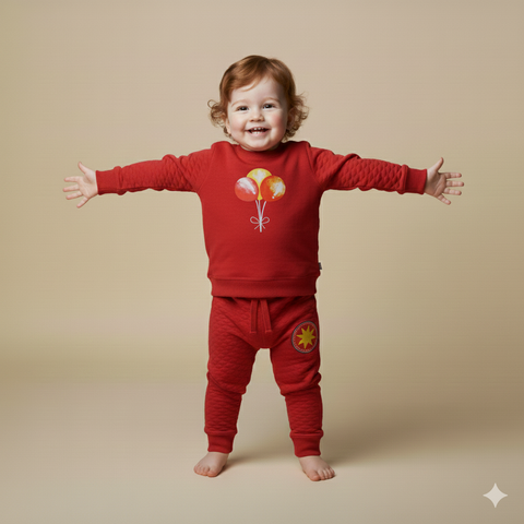 Cotton Blend Balloon Print Out Fit