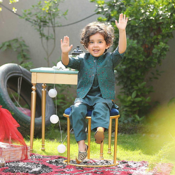 BOYS EMBROIDERED 3PCS SUIT