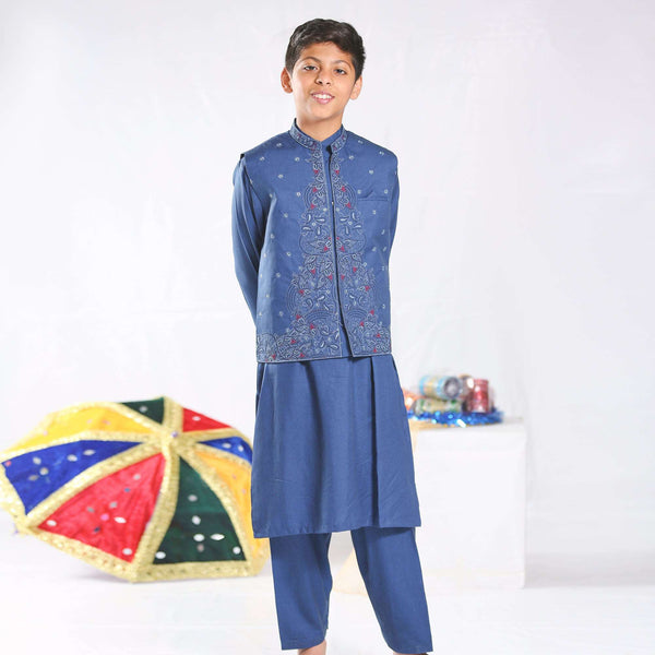 BOYS EMBROIDERED 3 PCS SUIT